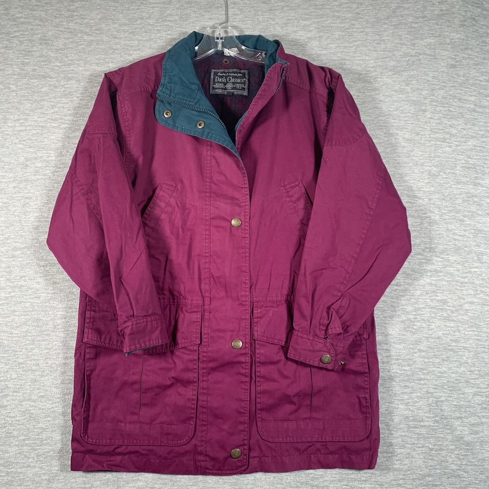 Vintage Dash Classics Coat Womens Small Purple Parka‎ Snap Pockets Outdoor 90s